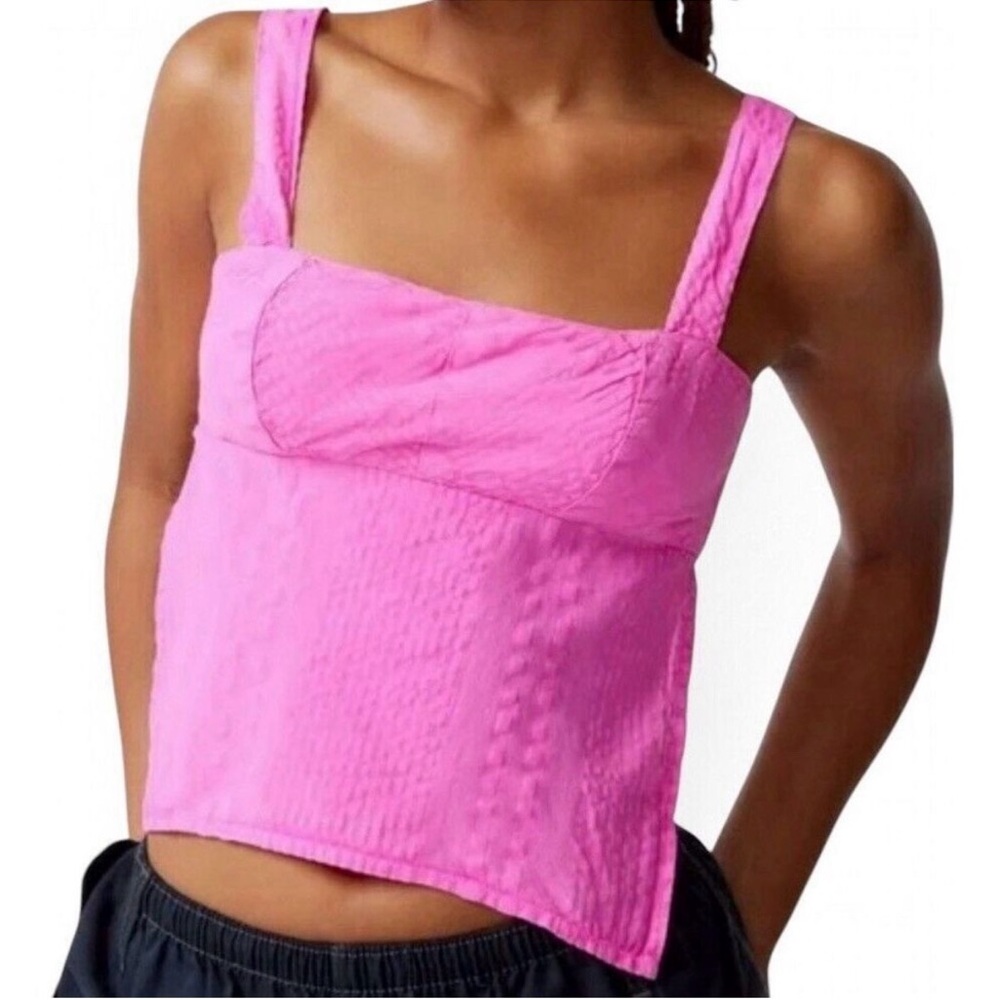 Ecote Bright Pink Textured Tank Top